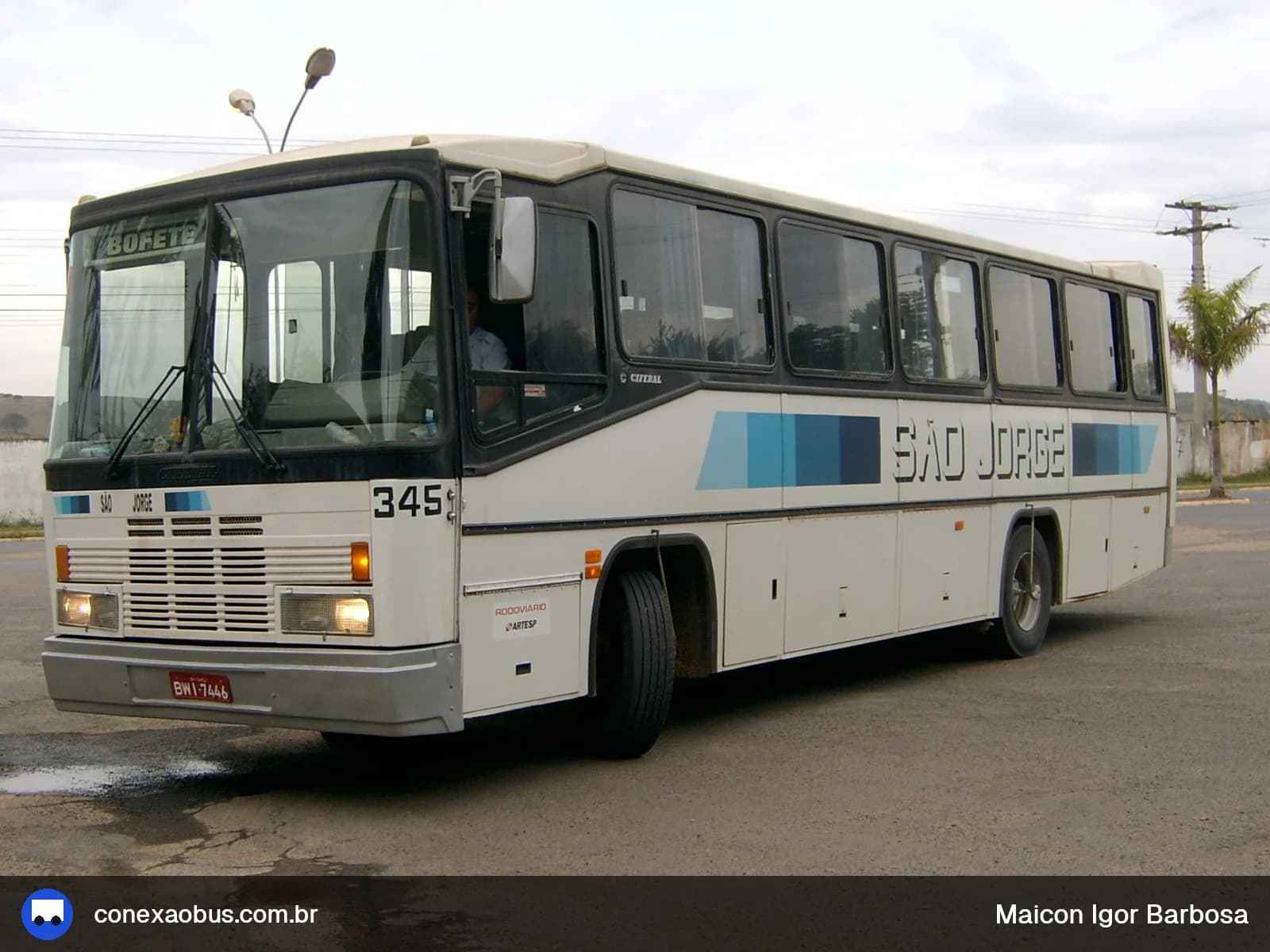 Ônibus Ciferal Pódium, da Empresa Auto Ônibus São Jorge, prefixo 345, em Tatuí-SP