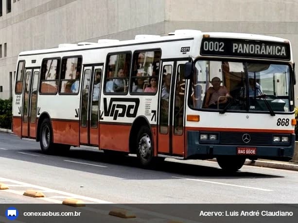 Ônibus Mercedes-Benz O-371 UP, da VIPA - Viação Panorâmica, prefixo 868, em Piracicaba-SP