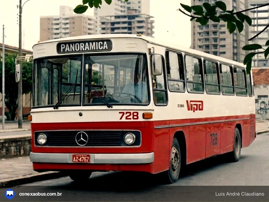 Ônibus Mercedes-Benz O-365, da VIPA - Viação Panorâmica, prefixo 728, em Piracicaba-SP