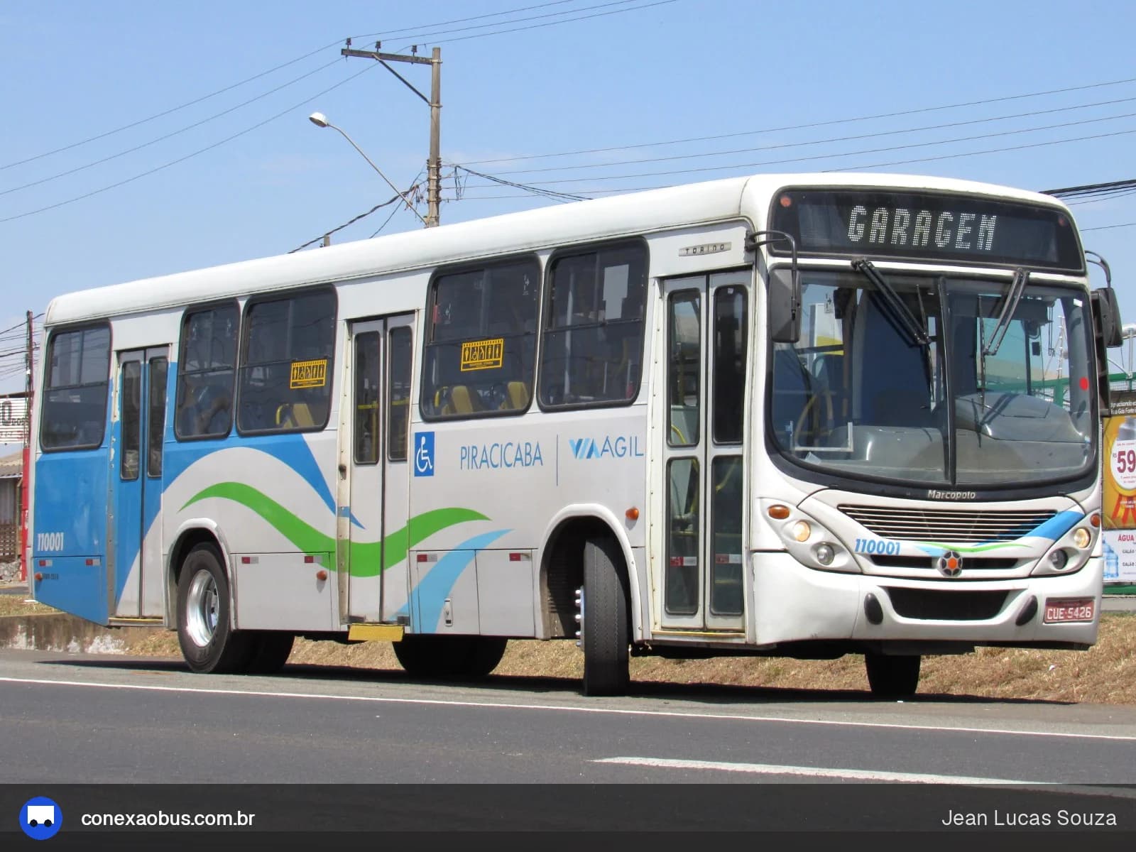 Ônibus Marcopolo Torino, da Via Ágil | Transporte Coletivo de Piracicaba, prefixo 110001, em Piracicaba-SP