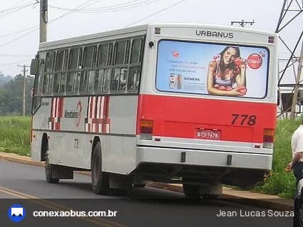 Ônibus Busscar Urbanus 1990, da VIPA - Viação Panorâmica, prefixo 778, em Piracicaba-SP