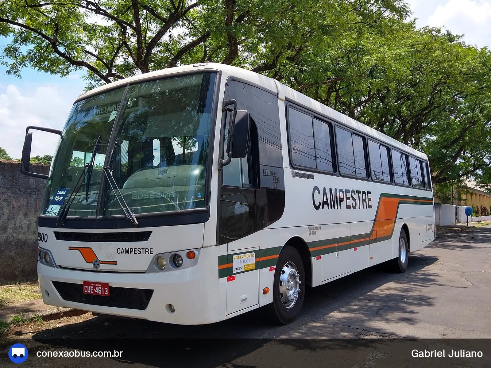 Ônibus Busscar El Buss FT, da Viação Campestre, prefixo 12800, em Piracicaba-SP