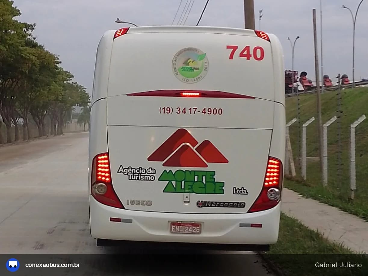 Ônibus Marcopolo Viaggio G7 900, da Monte Alegre Turismo, prefixo 740, em Piracicaba-SP