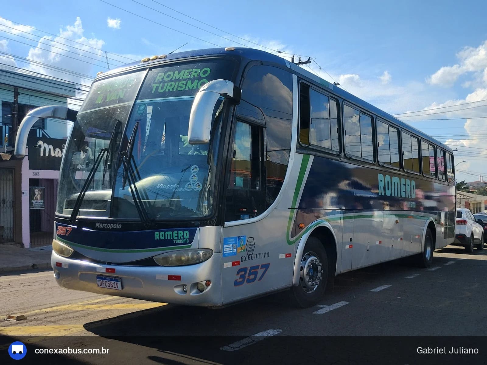 Ônibus Marcopolo Viaggio G6 1050, da Romero Turismo, prefixo 357, em Piracicaba-SP