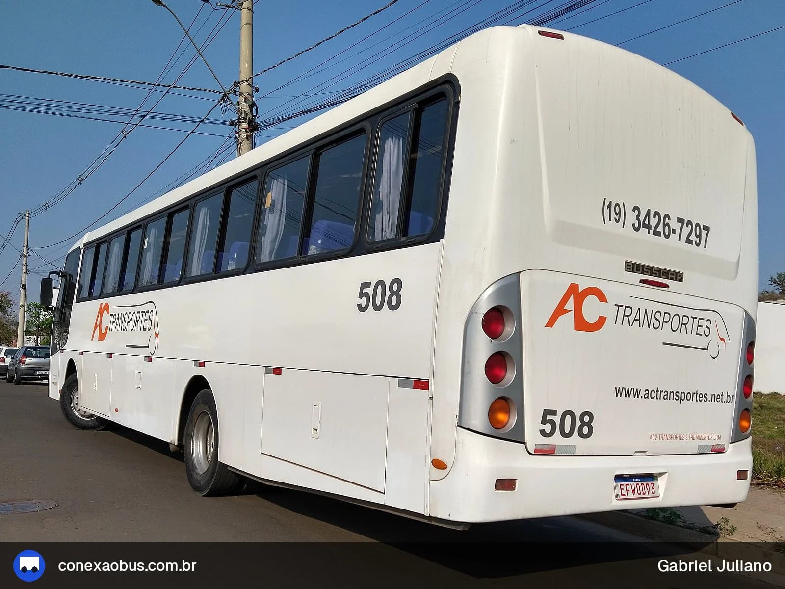 Ônibus Busscar El Buss 320 FT, da AC Transportes, prefixo 508, em Piracicaba-SP