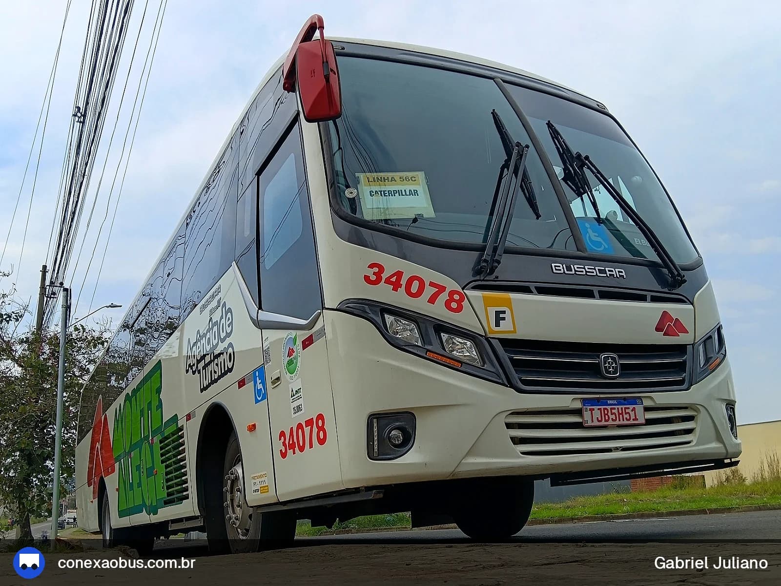 Ônibus Busscar El Buss FT 2021, da Monte Alegre Turismo, prefixo 34078, em Piracicaba-SP