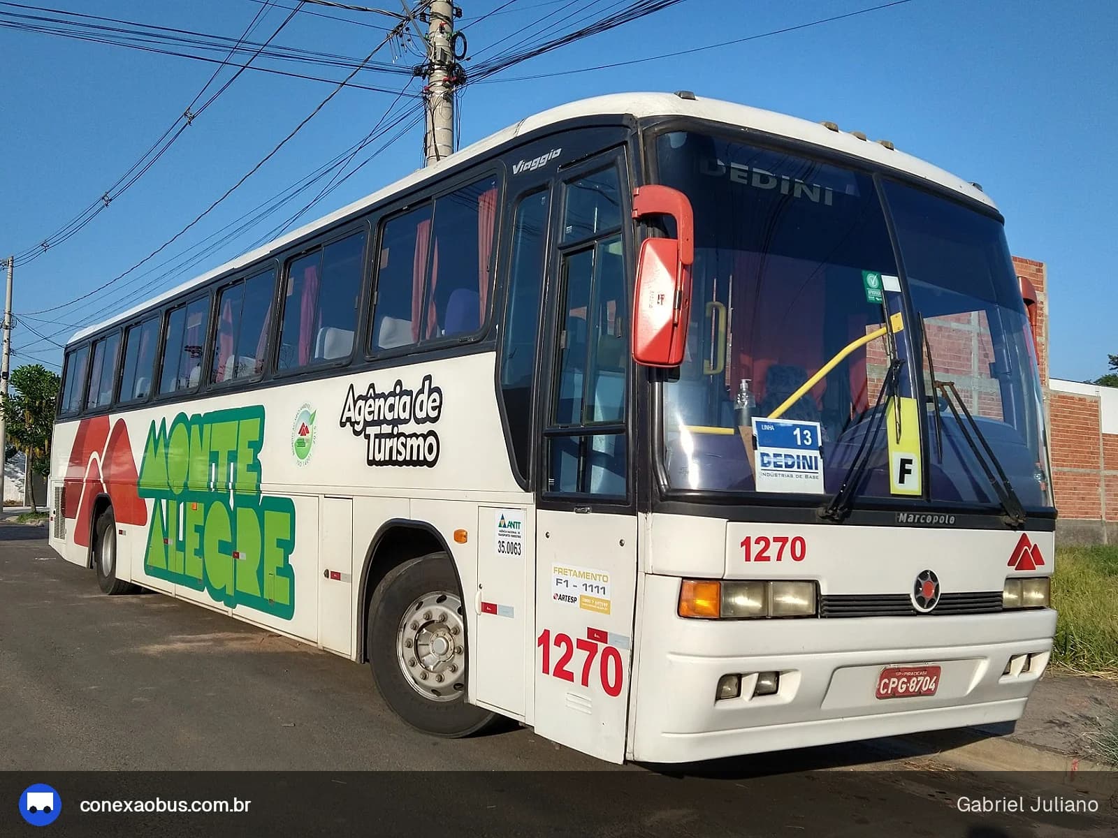 Ônibus Marcopolo Viaggio  GV 1000, da Monte Alegre Turismo, prefixo 1270, em Piracicaba-SP