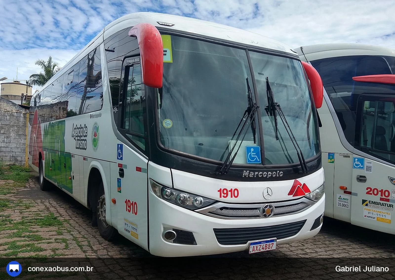 Ônibus Marcopolo Viaggio G7 900, da Monte Alegre Turismo, prefixo 1910, em Piracicaba-SP