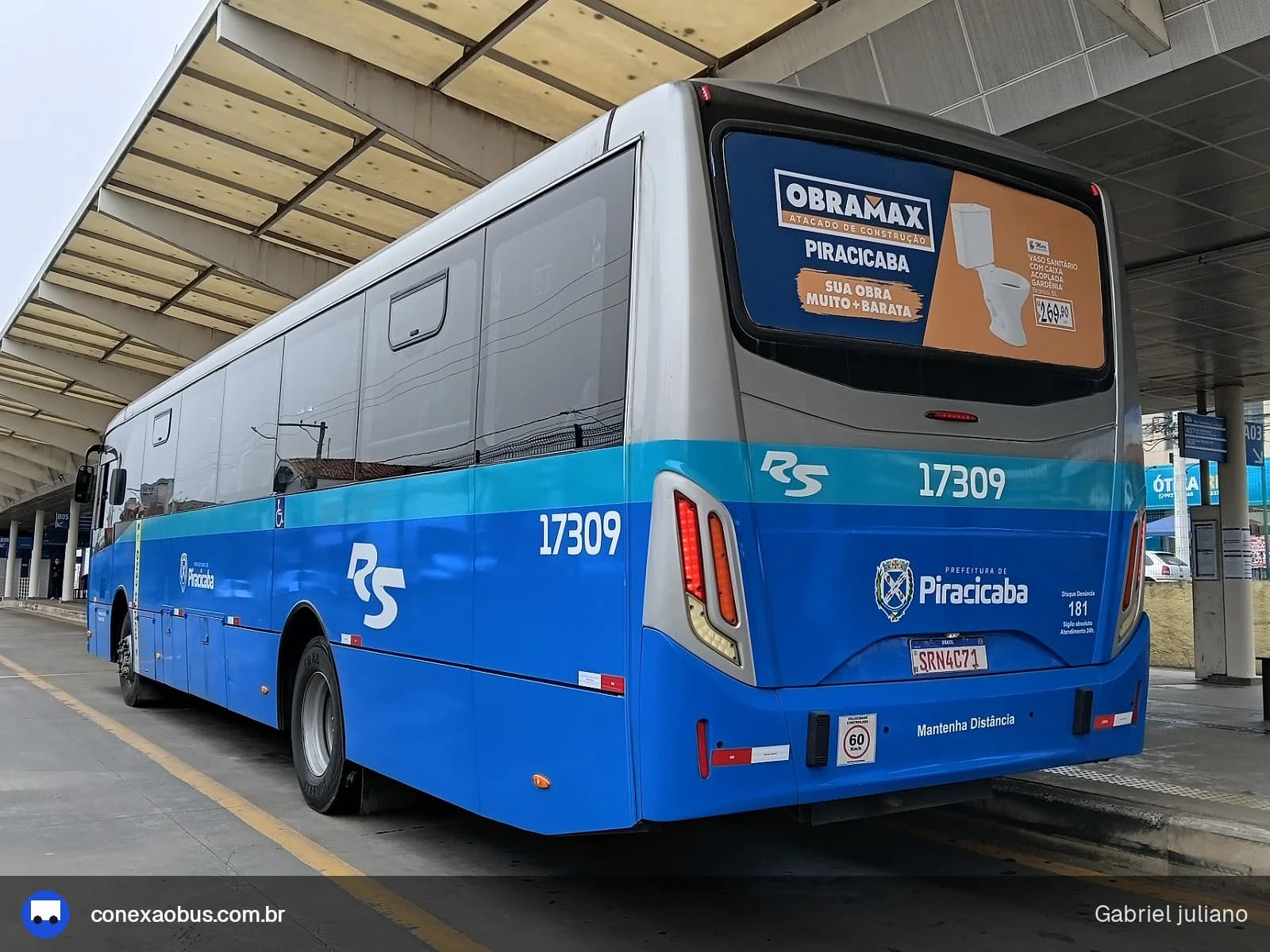 Ônibus Mascarello GRAN Via 2014, da Rápido Sumaré | Pira Mobilidade, prefixo 17309, em Piracicaba-SP