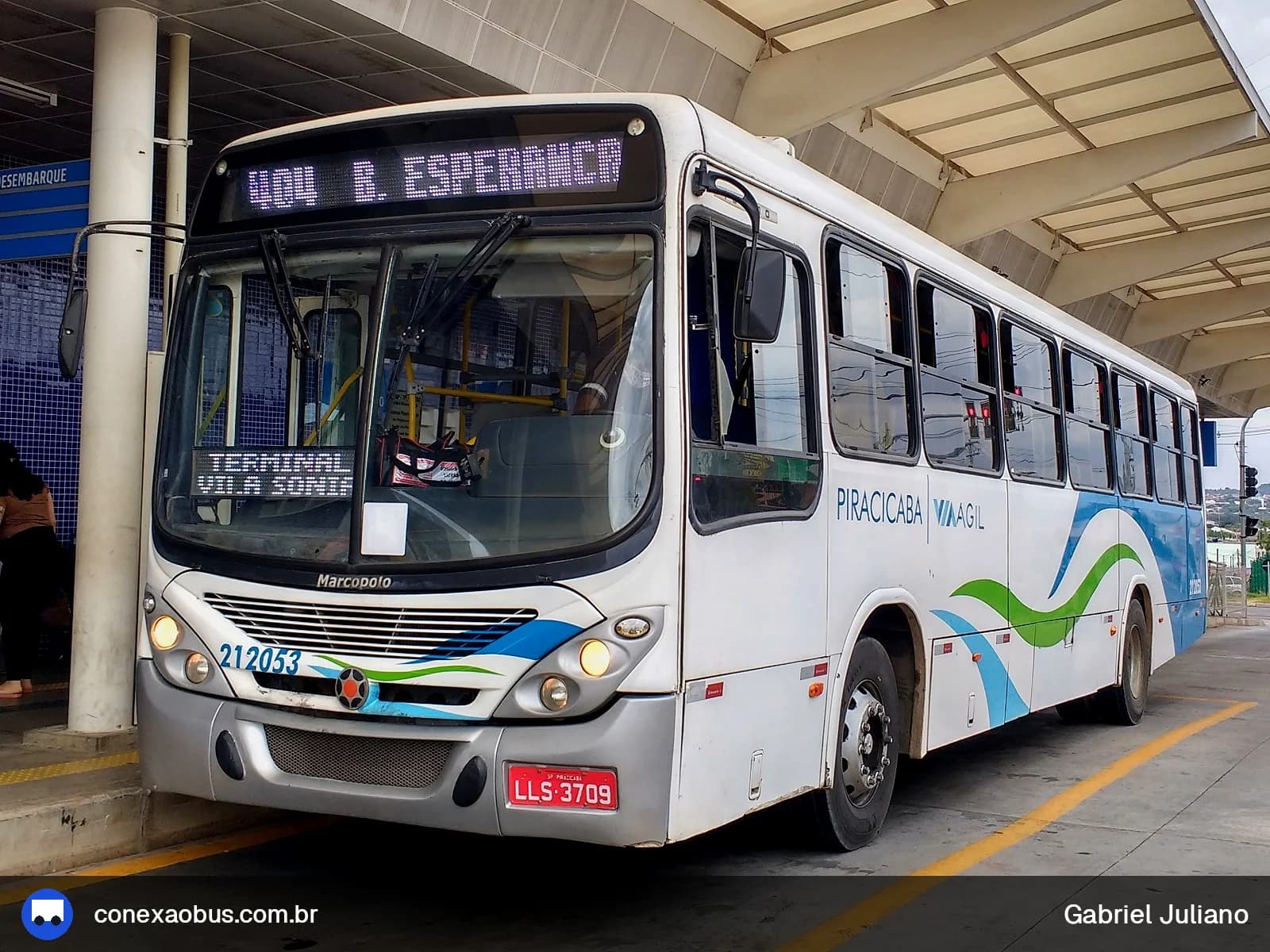 Ônibus Marcopolo Torino 2007, da Via Ágil | Transporte Coletivo de Piracicaba, prefixo 212053, em Piracicaba-SP