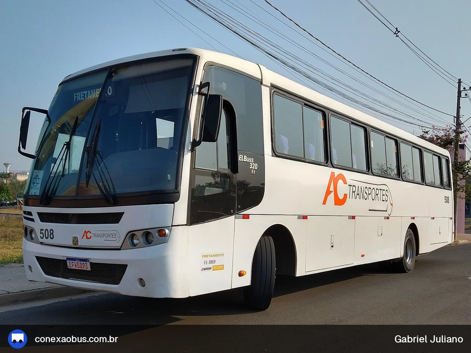 Ônibus Busscar El Buss 320 FT, da AC Transportes, prefixo 508, em Piracicaba-SP